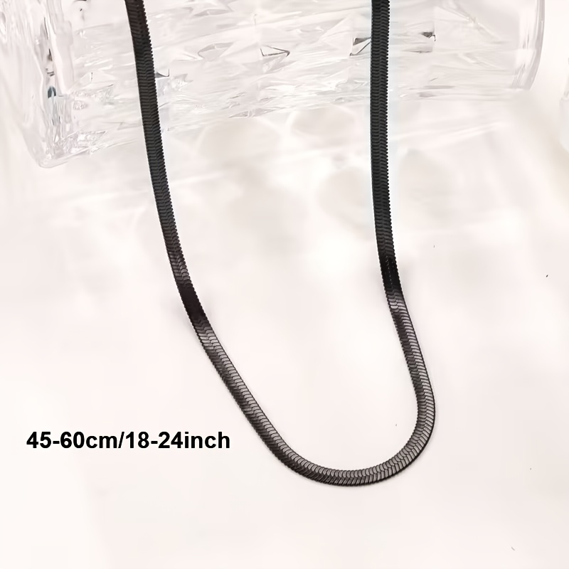 Women's Matte Black Flat Snake Bone Chain Necklace